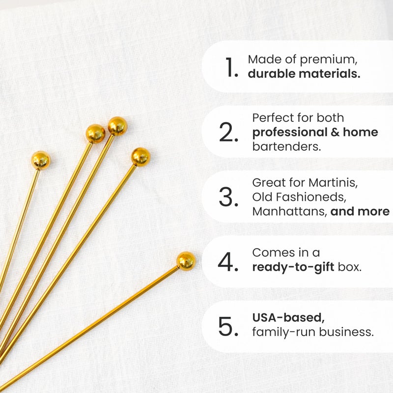 A Bar Above Stainless Steel Cocktail Picks, 12 Durable 8-Inch Garnish Skewers for Bloody Marys, Shrimp Cocktail, and Appetizers, Reusable Drink Stir Sticks for Bars, Events, and Parties - Image 2